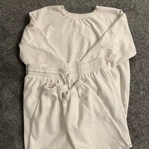 HM Cream White Sweat Suit (Pants Size Large and Sweatshirt Size Medium)